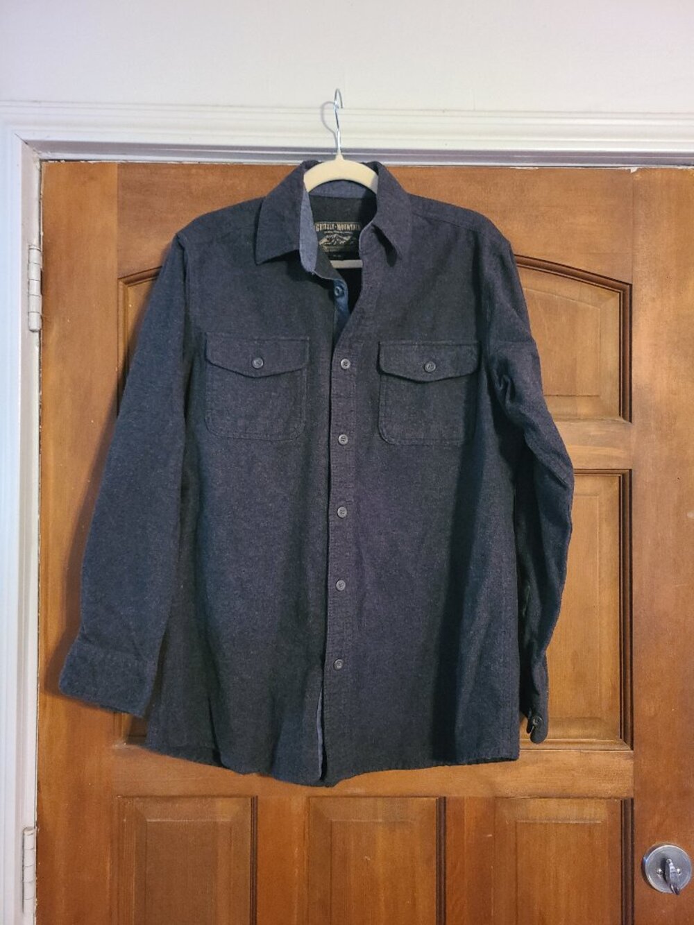 Grizzly Mountain Men's Heavy Flannel Shirt - SZ M Dark Charcoal Gray